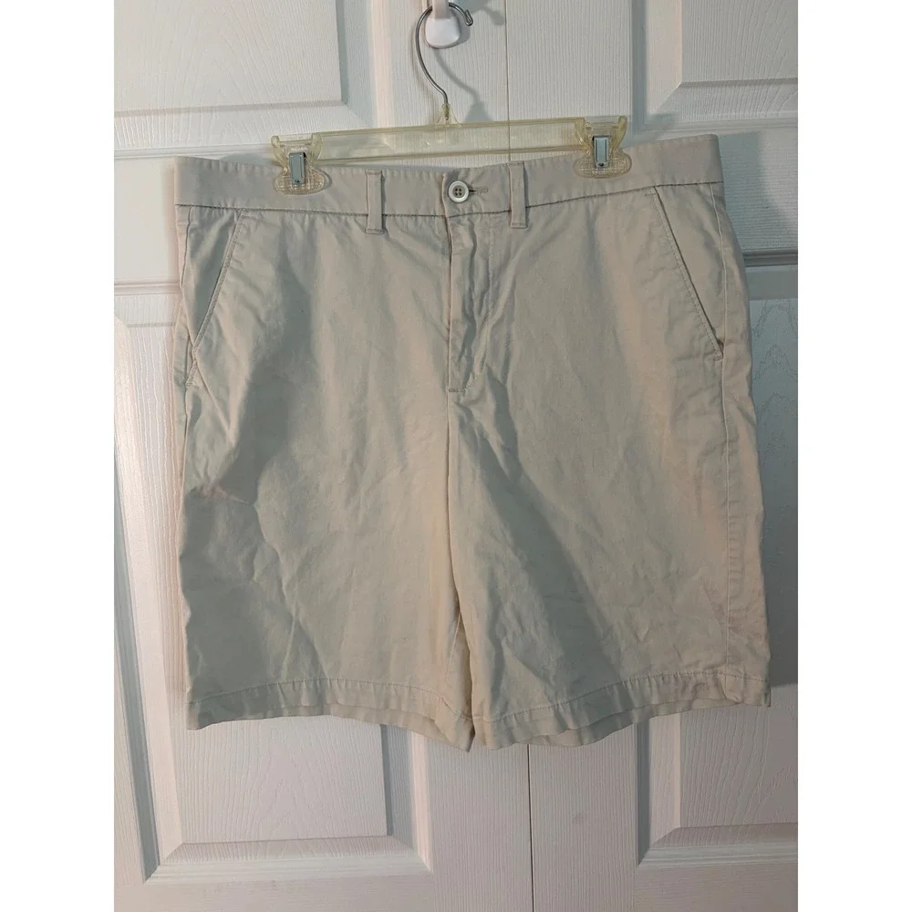 Apt. 9 Mens Chino Shorts Size 36 Stone Beige Stretch Cotton Flat Front Casual